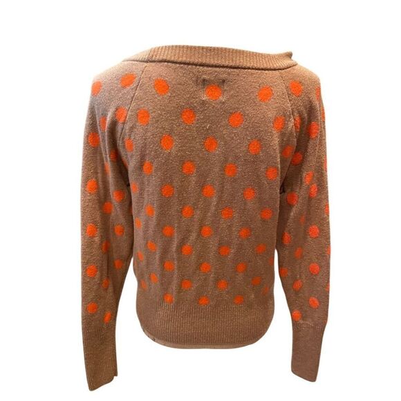 Gap Women's M Orange Polka Dot Pullover Sweater Long Sleeve Crew Neck - Picture 7 of 9